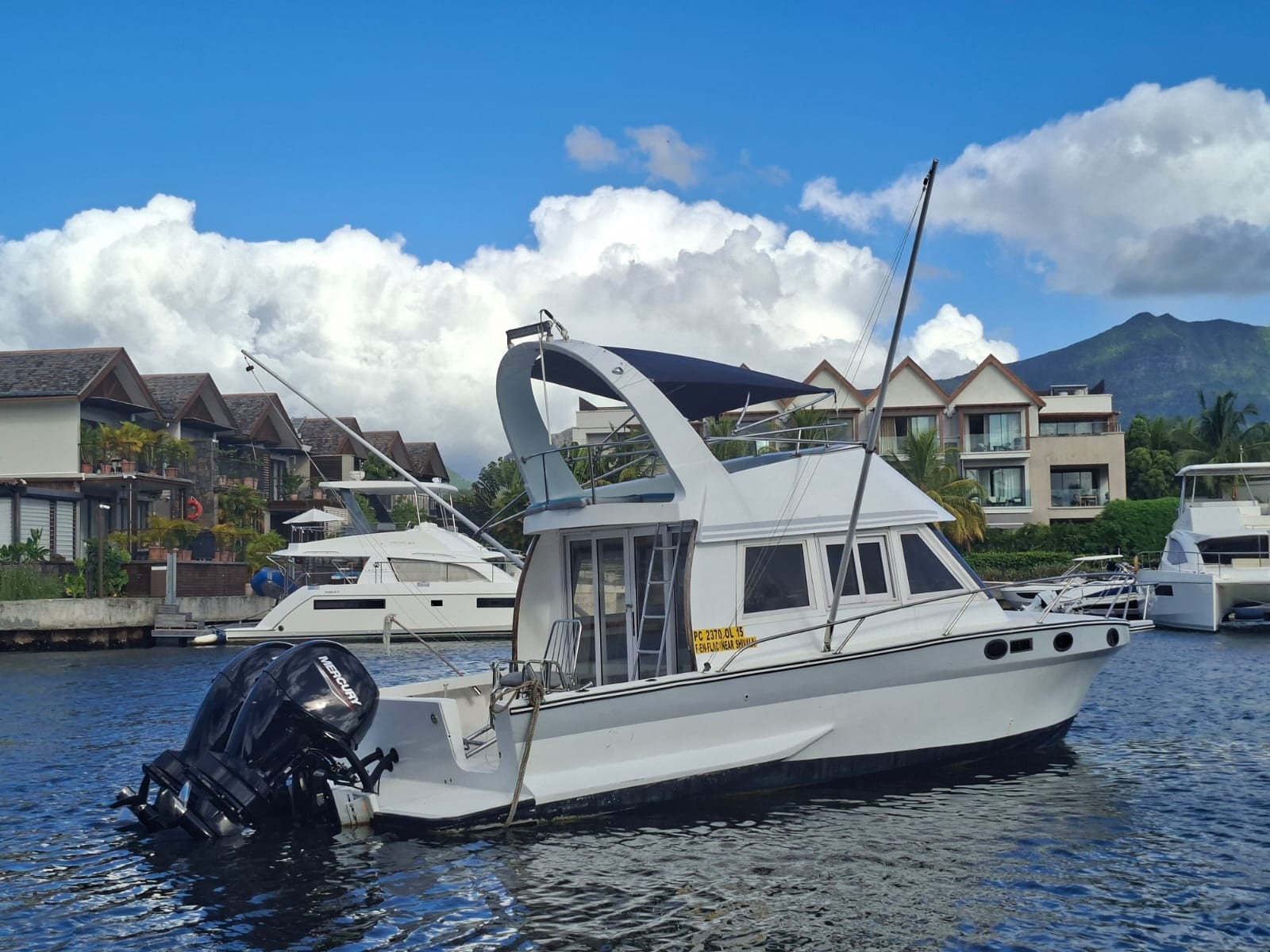Sport fishing boat at La Balise Marina, Mauritius
